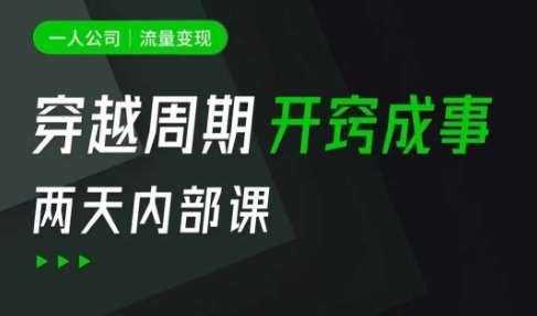 一人公司：流量变现课，一人公司的方法模型拆解， 拆解富人思维，流量思维，小老板思维等_03211214|策驰网创