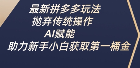 最新拼多多玩法，抛弃传统操作，AI赋能，助力新手小白获取第一桶金_03211213|策驰网创