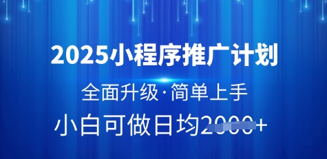 2025小程序推广计划，全面升级，简单上手，日均多张【揭秘】_03220906|策驰网创