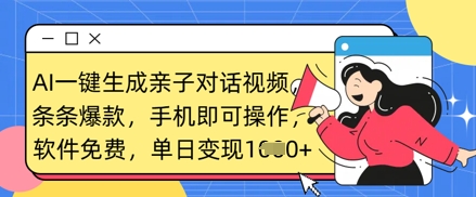 AI一键生成亲子对话视频，条条爆款，一部手机即可操作，单日变现数张_04091439|策驰网创