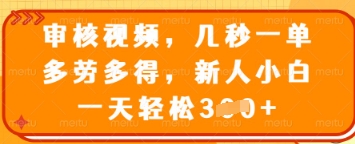 审核视频，几秒一单，多劳多得，新人小白一天轻松3张【揭秘】|策驰网创