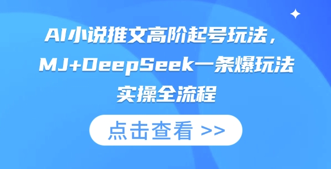 AI小说推文高阶起号玩法，MJ+DeepSeek一条爆玩法实操全流程|策驰网创
