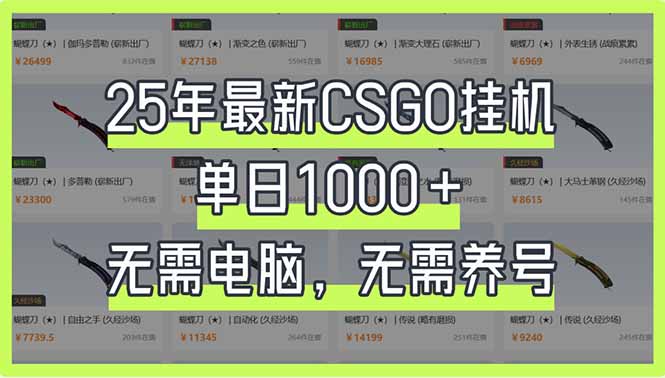 25年最新CSGO挂机系统，单日1000+，无需电脑，无需养号，0基础可上手|策驰网创