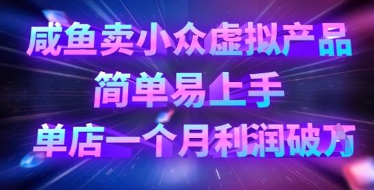 咸鱼卖小众虚拟产品，简单易上手，单店一个月利润破W|策驰网创
