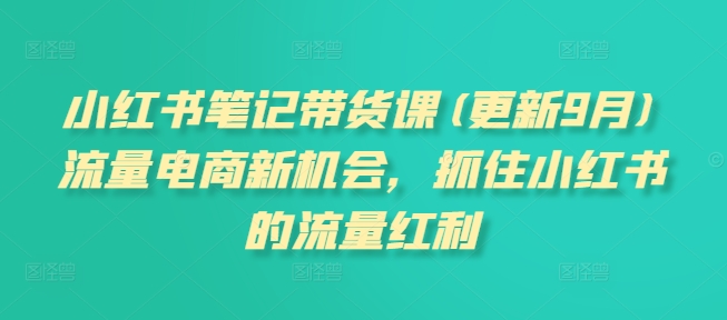 小红书笔记带货课(更新25年3月)流量电商新机会，抓住小红书的流量红利|策驰网创