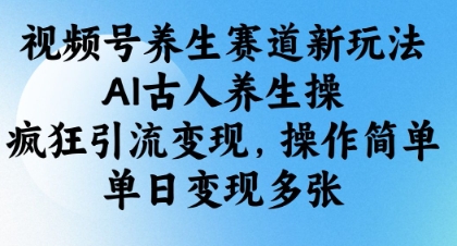 视频号养生赛道新玩法，AI古人养生操，疯狂引流变现，操作简单，单日变现多张_04091436|策驰网创