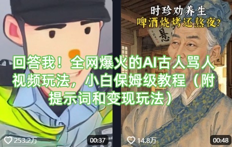 回答我！全网爆火的AI古人骂人视频玩法，小白保姆级教程(附提示词和变现玩法)|策驰网创