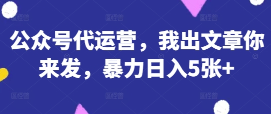 公众号代运营，我出文章你来发，暴力日入5张+【揭秘】_04091439|策驰网创