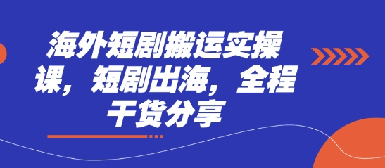 海外短剧搬运实操课，短剧出海，全程干货分享_04091434|策驰网创